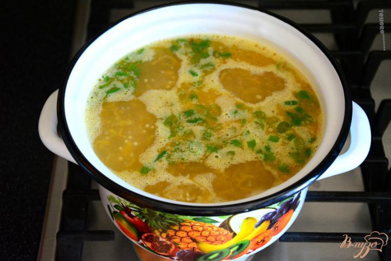Фото приготовление рецепта: Суп с пшеном и рыбными консервами шаг №8