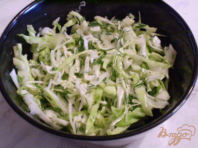 Фото приготовление рецепта: Салат из молодой капусты с укропом и уксусом шаг №5