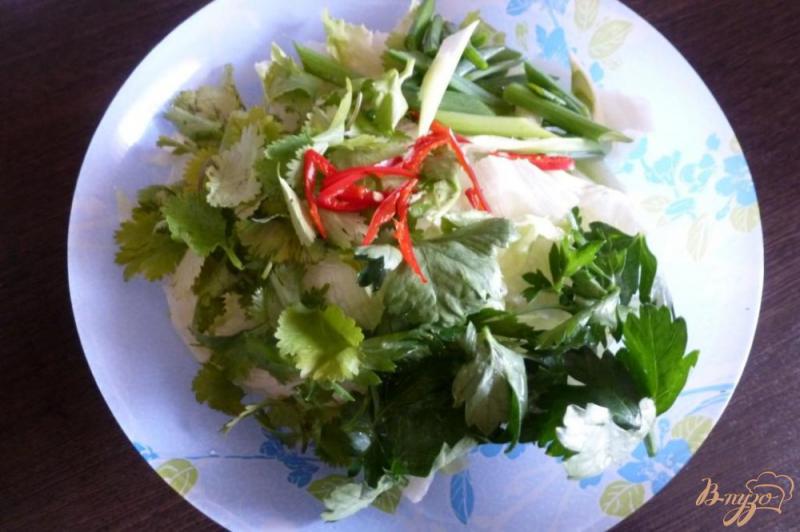 Фото приготовление рецепта: Легкий листовой салат с йогуртом шаг №2