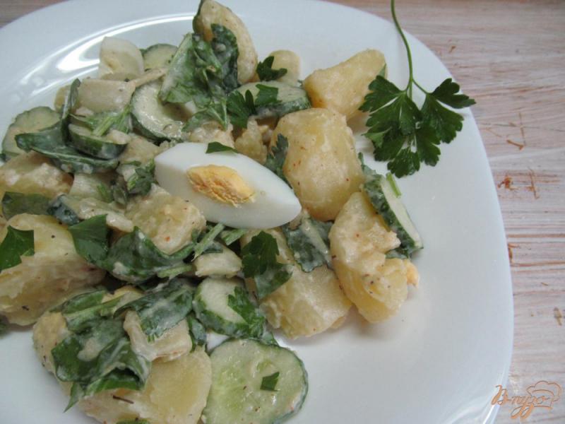 Фото приготовление рецепта: Теплый салат с молодым картофеле щавелем и паприкой шаг №7