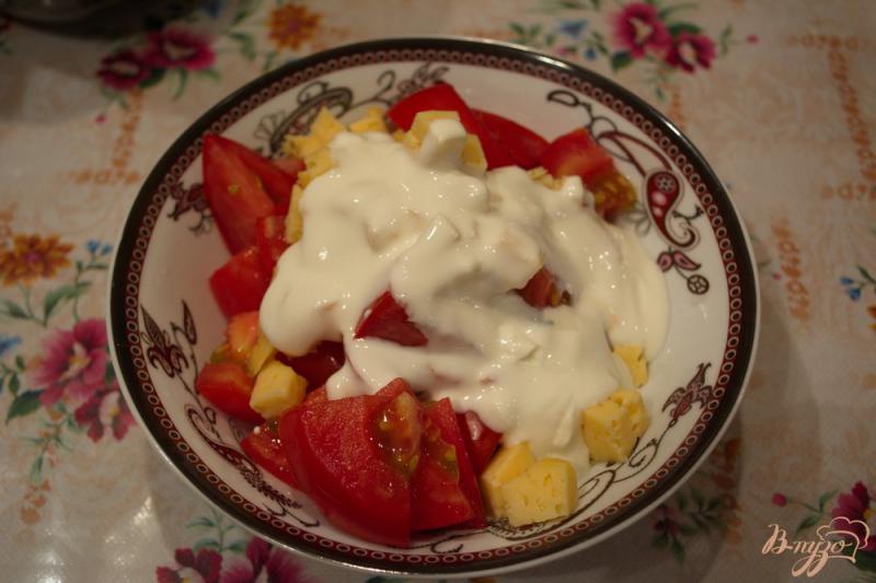 Фото приготовление рецепта: Быстрый салат из помидор и сыра шаг №3