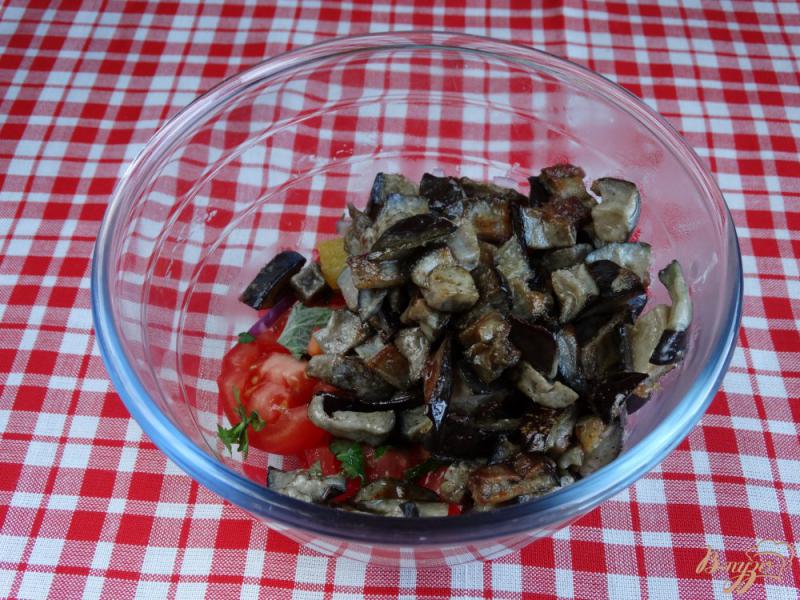 Фото приготовление рецепта: Теплый овощной салат с баклажанами и мятой шаг №9
