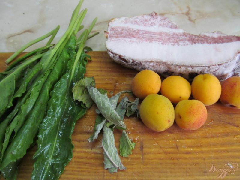Фото приготовление рецепта: Салат с абрикосом щавелем и ростками пшеницы шаг №1