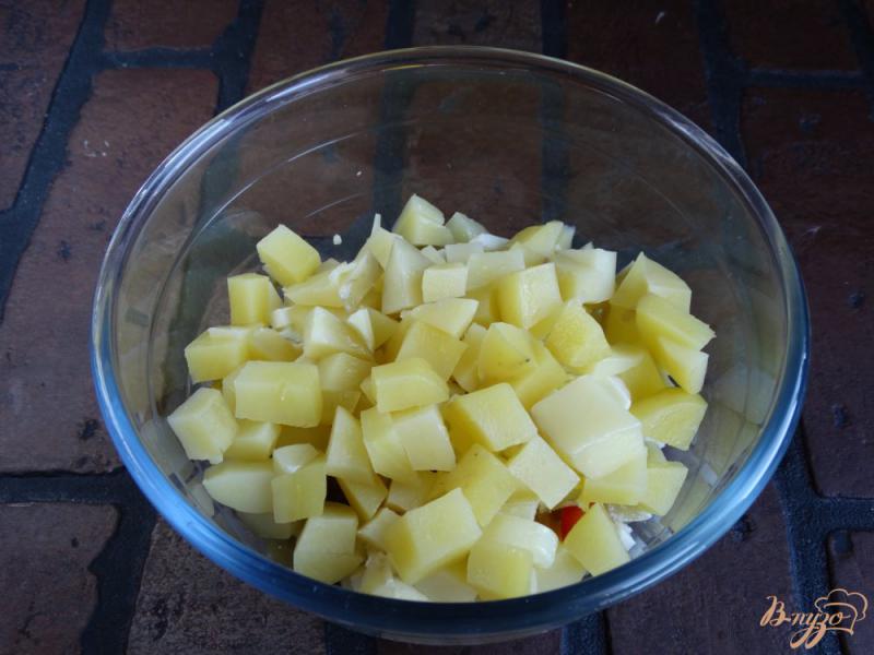 Фото приготовление рецепта: Салат с куриными желудочками шаг №8