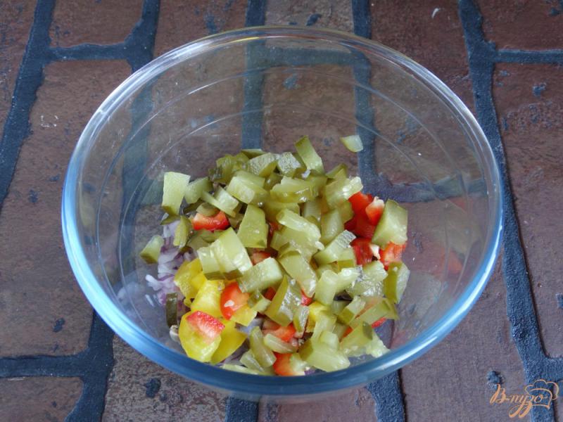 Фото приготовление рецепта: Салат с куриными желудочками шаг №5