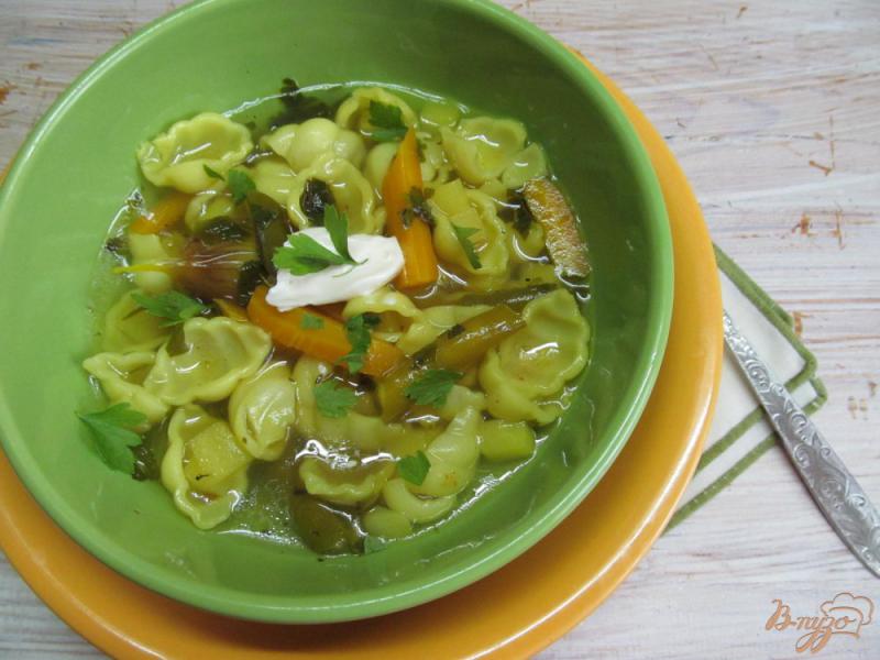 Фото приготовление рецепта: Суп с стручковой фасолью и макаронами шаг №9