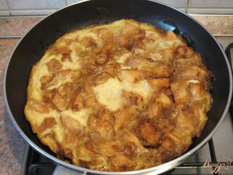 Фото приготовление рецепта: Омлет с соевым соусом и курицей шаг №8