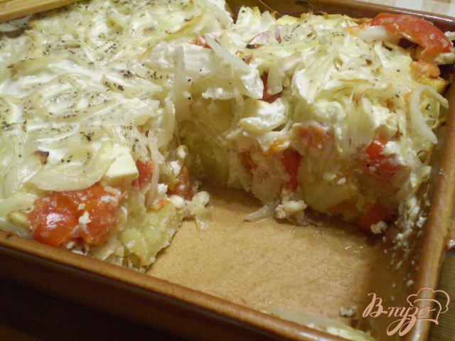 Фото приготовление рецепта: Картофельная запеканка с сыром и помидорами шаг №10