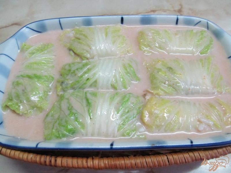 Фото приготовление рецепта: Голубцы из пекинской капусты с грибами шаг №8