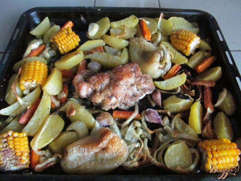 Фото приготовление рецепта: Мясо с овощами по-деревескки шаг №5