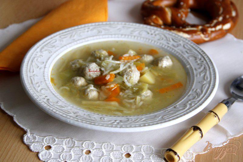 Фото приготовление рецепта: Овощной суп с куриными  фрикадельками шаг №8