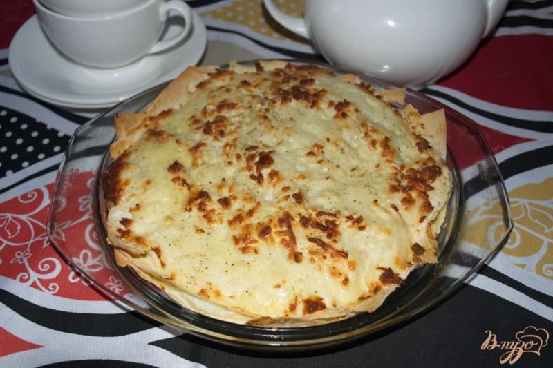 Фото приготовление рецепта: Ленивый пирог из лаваша с брынзой шаг №4