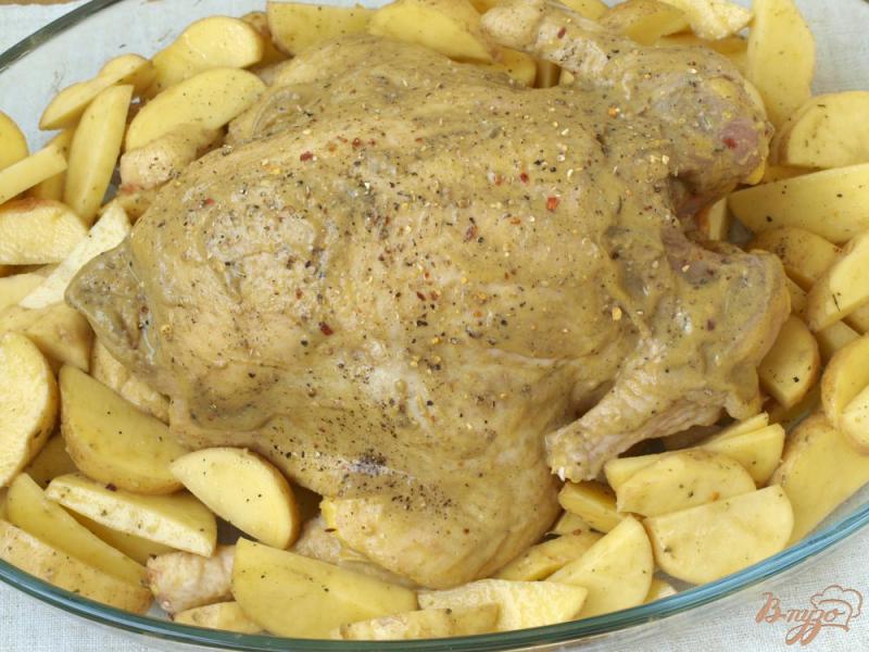 Фото приготовление рецепта: Курица запечённая с картофелем в горчичном соусе шаг №3