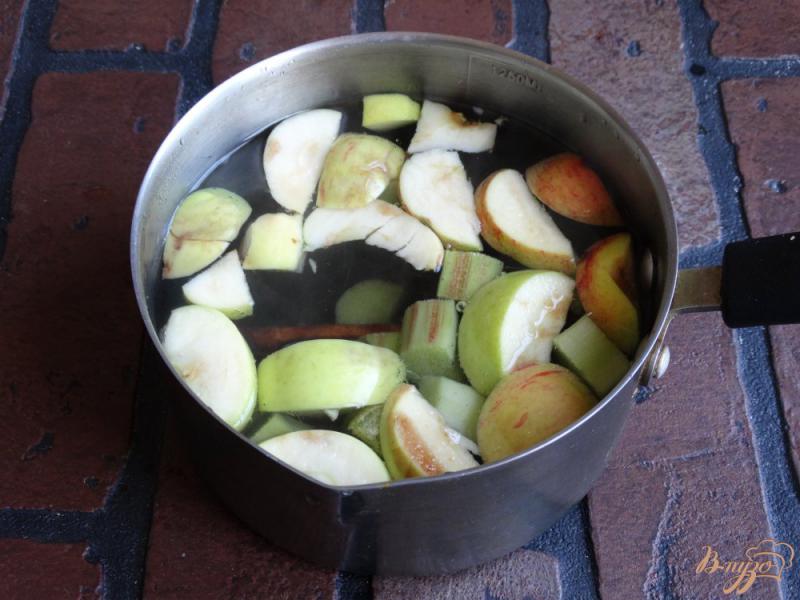 Фото приготовление рецепта: Пряный компот из ревеня и яблок шаг №4