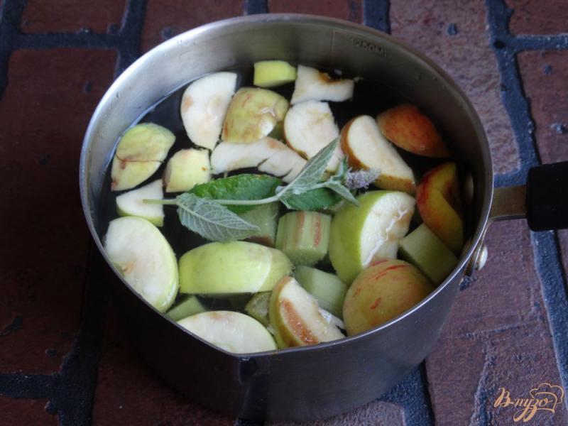 Фото приготовление рецепта: Пряный компот из ревеня и яблок шаг №5