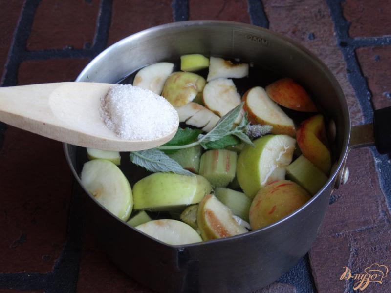 Фото приготовление рецепта: Пряный компот из ревеня и яблок шаг №6