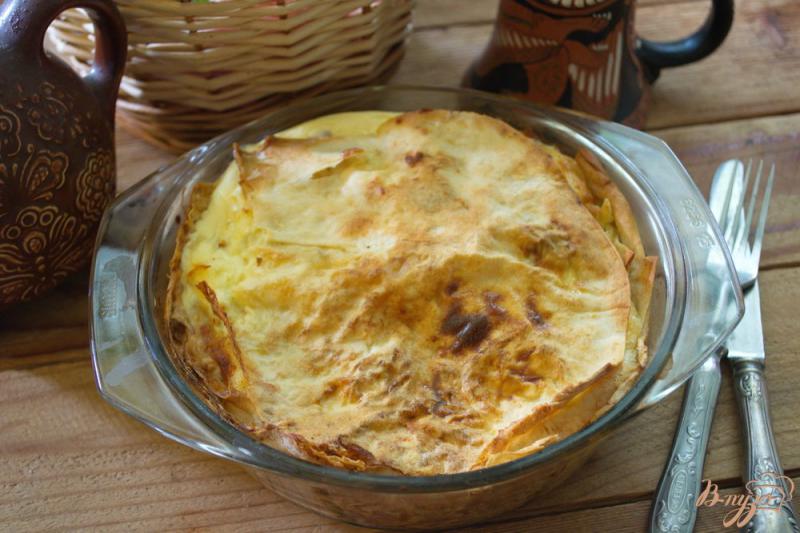 Фото приготовление рецепта: Ленивый пирог с сыром и яйцом шаг №6
