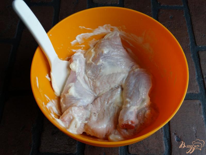 Фото приготовление рецепта: Курица, запеченная с мандаринами и луком шаг №1