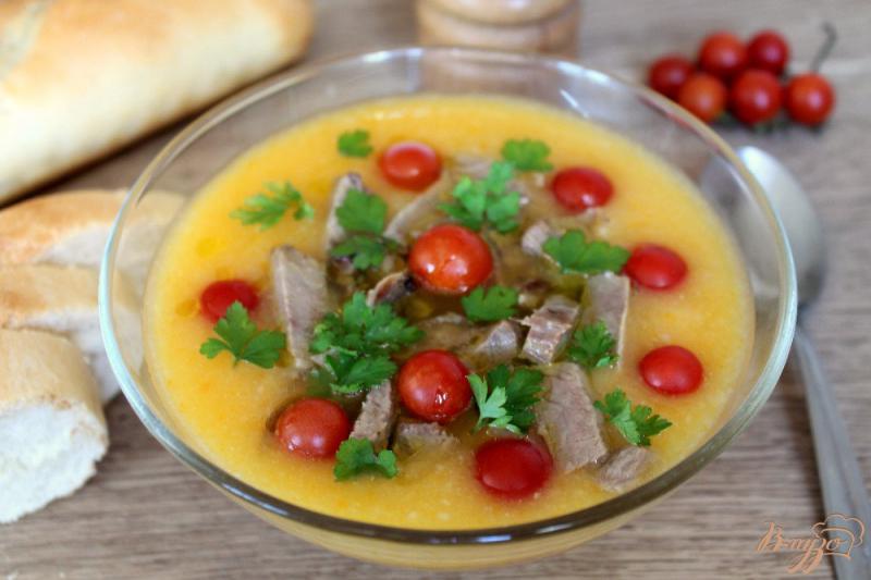 Фото приготовление рецепта: Овощной суп пюре с мясом ягненка и помидорами черри шаг №6
