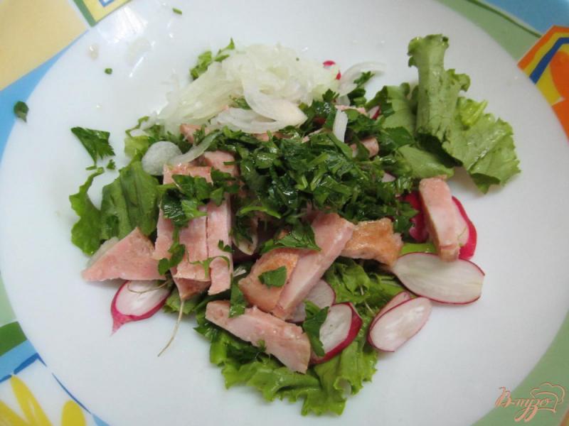 Фото приготовление рецепта: Овощной салат с ветчиной шаг №5