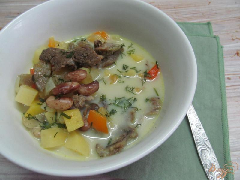 Фото приготовление рецепта: Суп из баранины с фасолью и запеченными овощами шаг №7