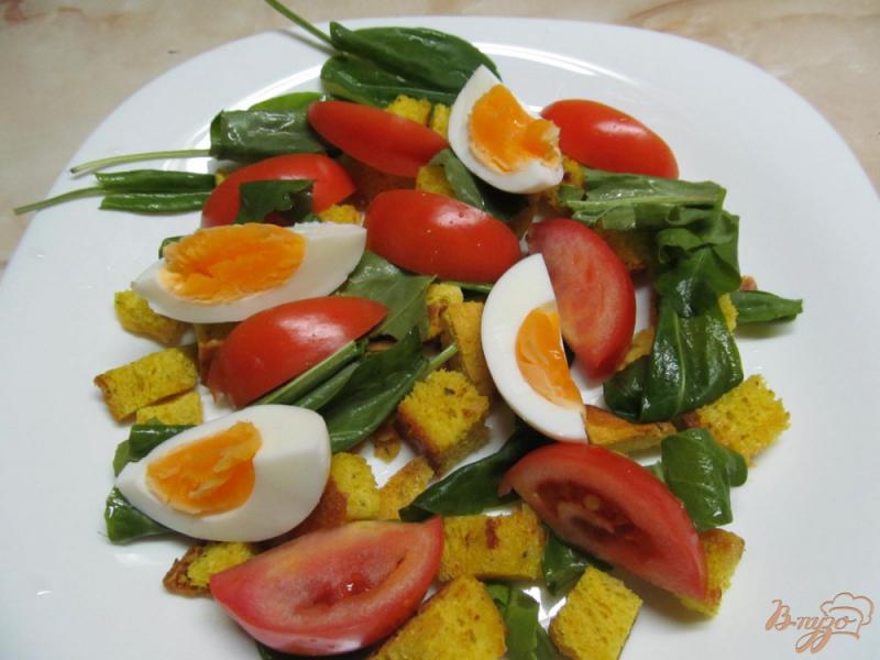 Фото приготовление рецепта: Салат с сухариками курицей и помидором шаг №4