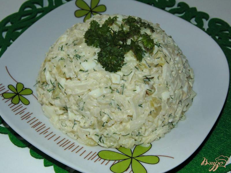 Фото приготовление рецепта: Салат с рисом и зеленью шаг №8
