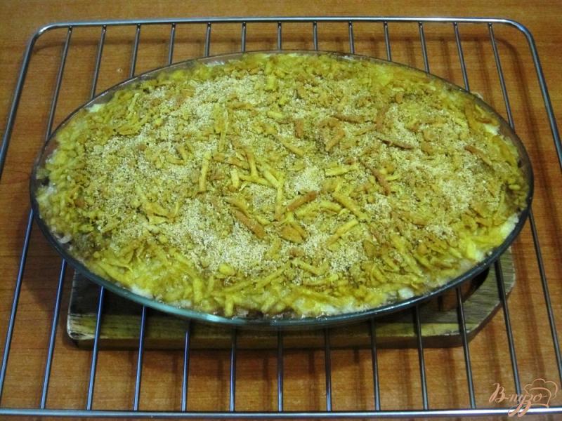 Фото приготовление рецепта: Гратен с рисом, грибами и мясным фаршем шаг №12