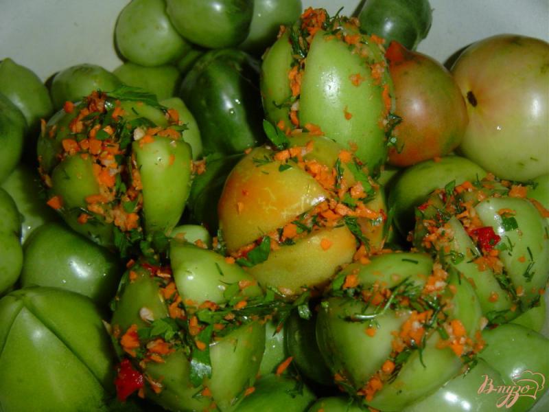 Фото приготовление рецепта: Квашеные  зеленые помидоры шаг №6