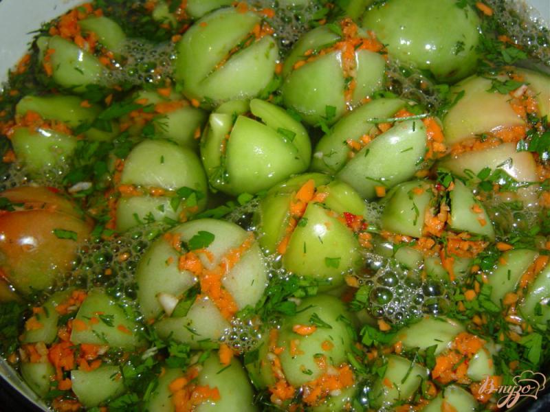 Фото приготовление рецепта: Квашеные  зеленые помидоры шаг №7