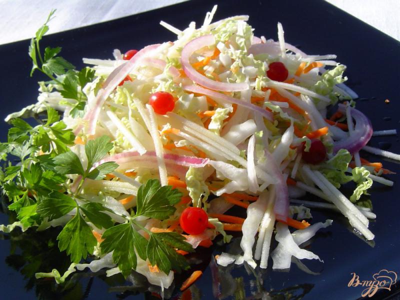 Фото приготовление рецепта: Салат из пекинской капусты, моркови, яблока и клюквы шаг №5