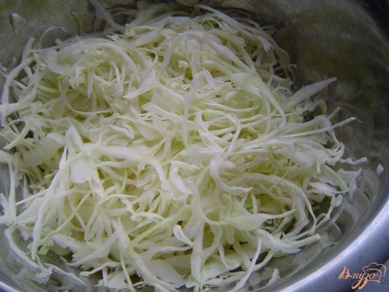 Фото приготовление рецепта: Салат из капусты с зеленым горошком и луком шаг №1