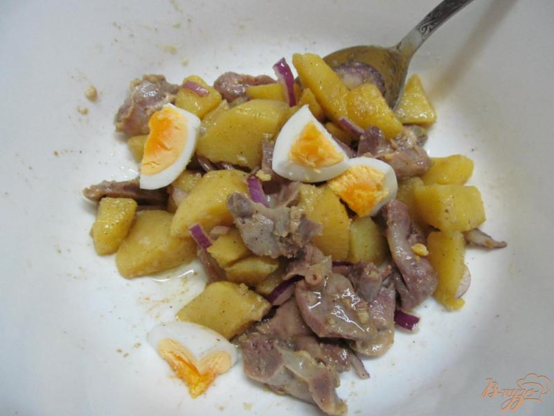 Фото приготовление рецепта: Картофельный салат с куриными желудками шаг №4