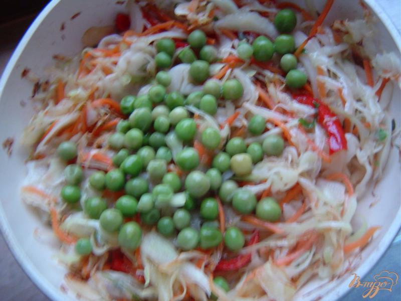 Фото приготовление рецепта: Капуста тушеная с зеленым горошком, морковью и болгарским перцем шаг №3