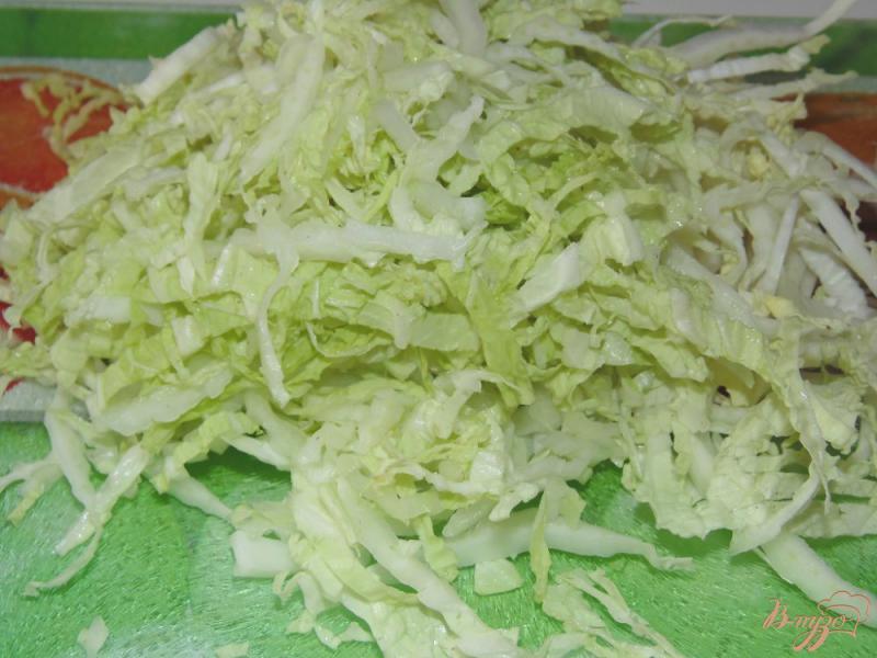 Фото приготовление рецепта: Салат из пекинской капусты с омлетом шаг №2