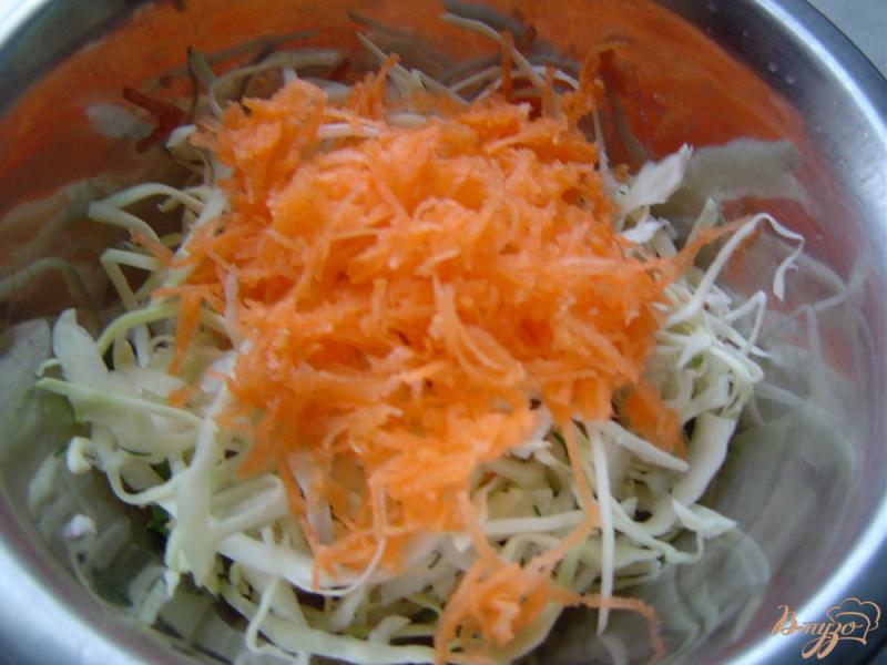 Фото приготовление рецепта: Салат с морковью, капустой и омлетом шаг №3