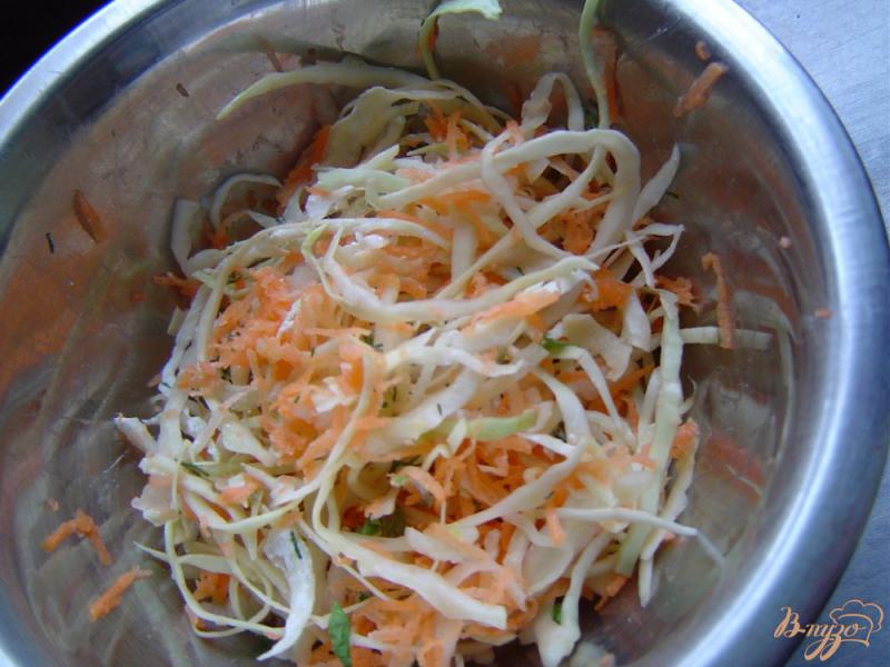 Фото приготовление рецепта: Салат с морковью, капустой и омлетом шаг №4