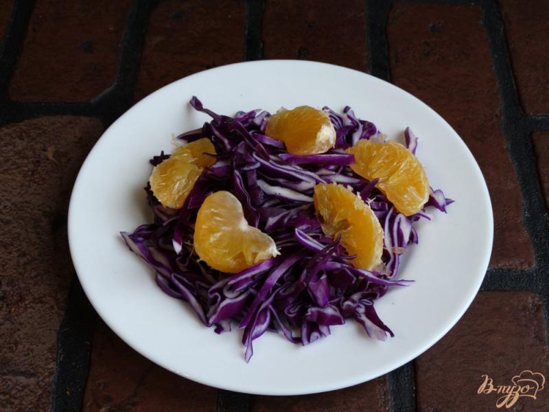 Фото приготовление рецепта: Салат из красной капусты с мандаринами шаг №2