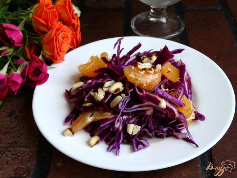 Фото приготовление рецепта: Салат из красной капусты с мандаринами шаг №5