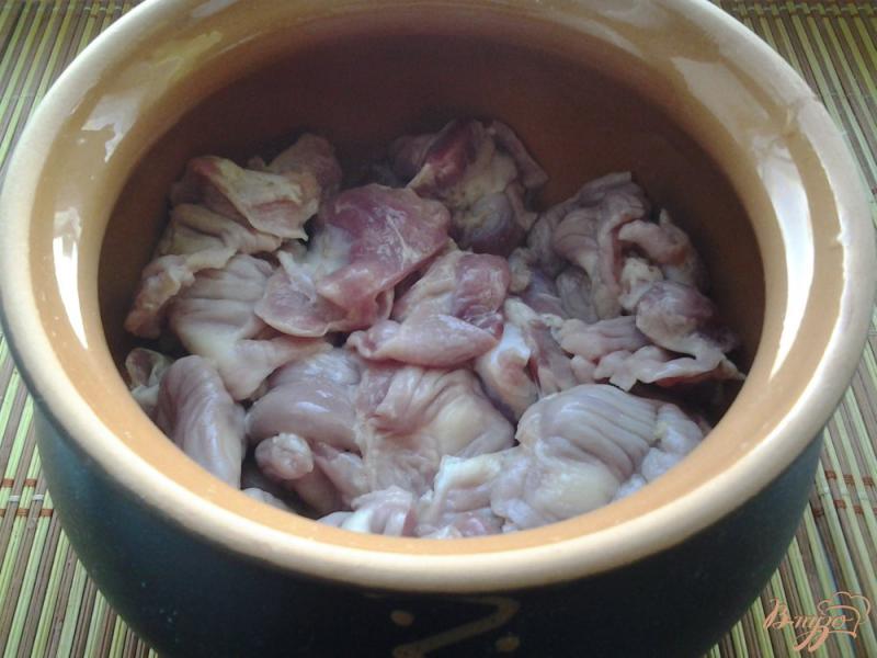 Фото приготовление рецепта: Куриные желудки под луковым соусом в горшочке шаг №5