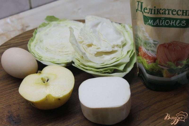 Фото приготовление рецепта: Салат с капустой, яблоком, сыром и яйцом шаг №1