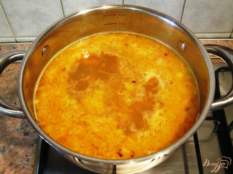 Фото приготовление рецепта: Суп с чечевицей и плавленым сыром шаг №8