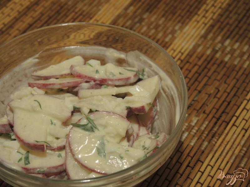 Фото приготовление рецепта: Салат с редисом и яйцом шаг №7