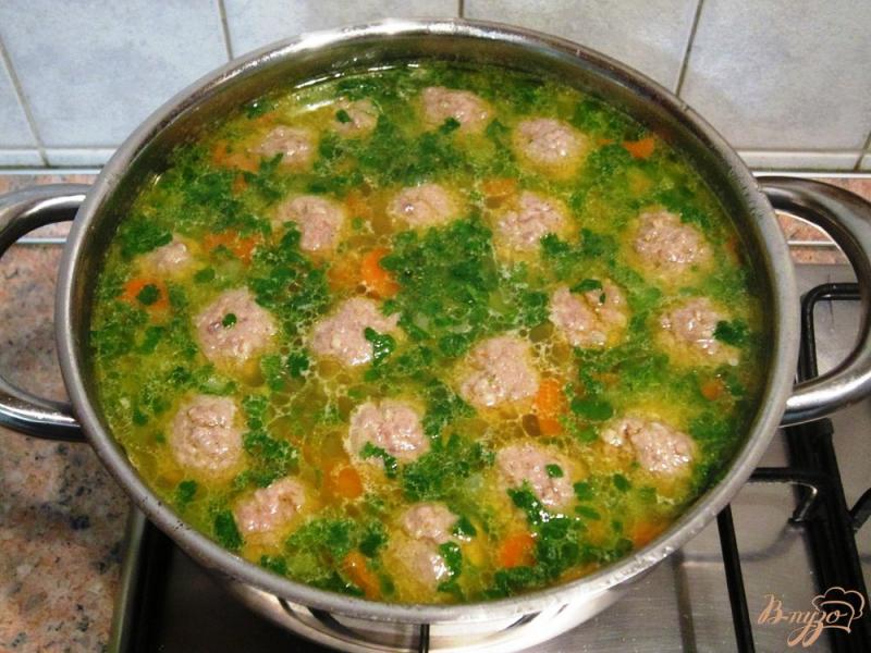 Фото приготовление рецепта: Суп с овощами и фрикадельками шаг №12