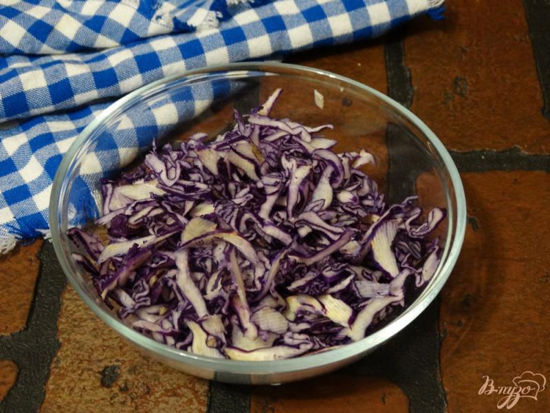 Фото приготовление рецепта: Салат с красной капустой, крабовыми палочками и черносливом шаг №1