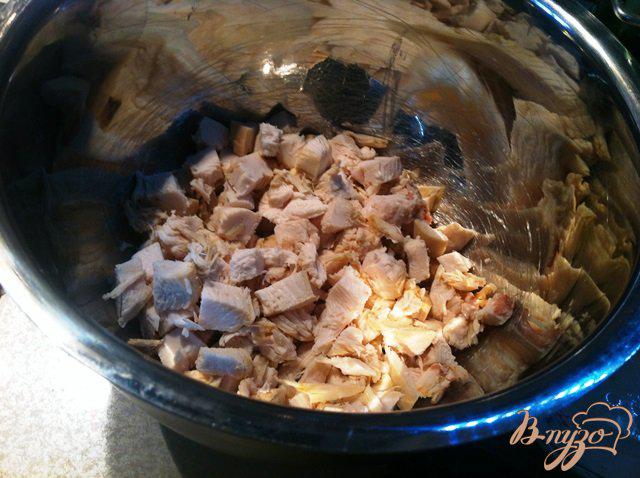 Фото приготовление рецепта: Фаршированный багет курицей и грибами шаг №4