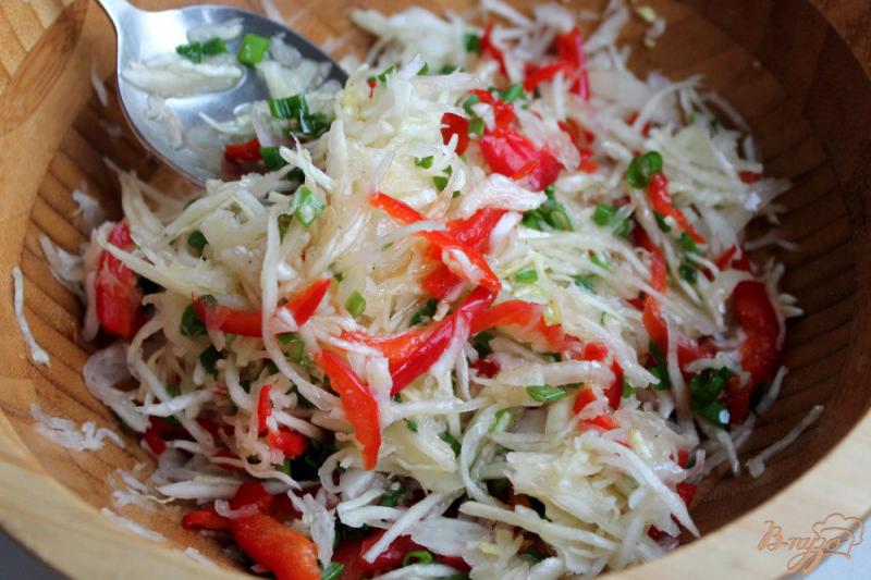 Фото приготовление рецепта: Салат из капусты с болгарским перцем и луком шаг №5