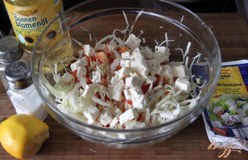 Фото приготовление рецепта: Салат из капусты, болгарского перца и феты шаг №3