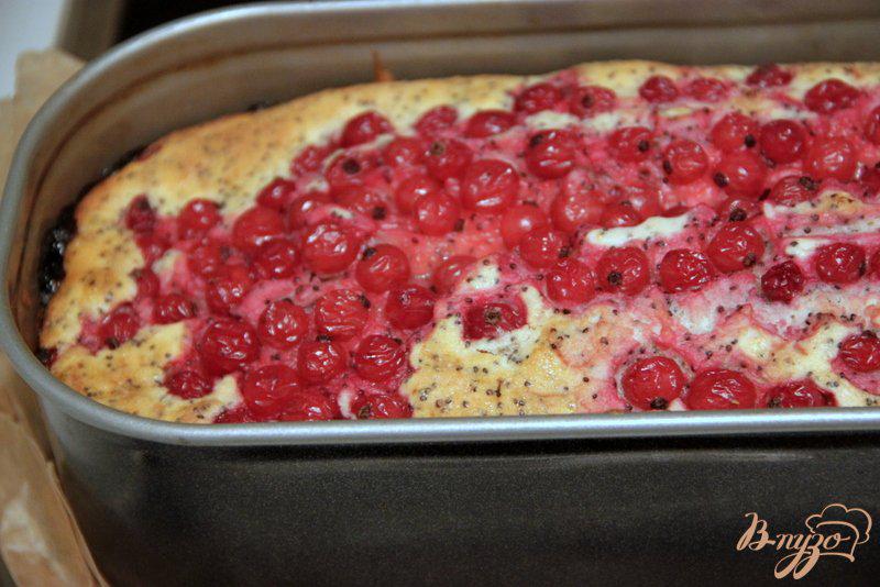 Фото приготовление рецепта: Творожно-маковый кекс с красной смородиной шаг №6