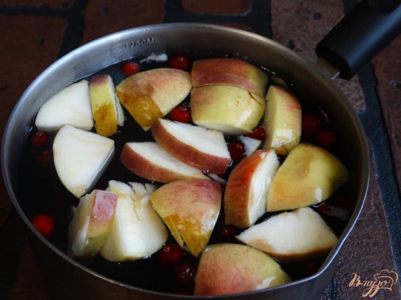 Фото приготовление рецепта: Яблочно-клюквенный компот с анисом шаг №4